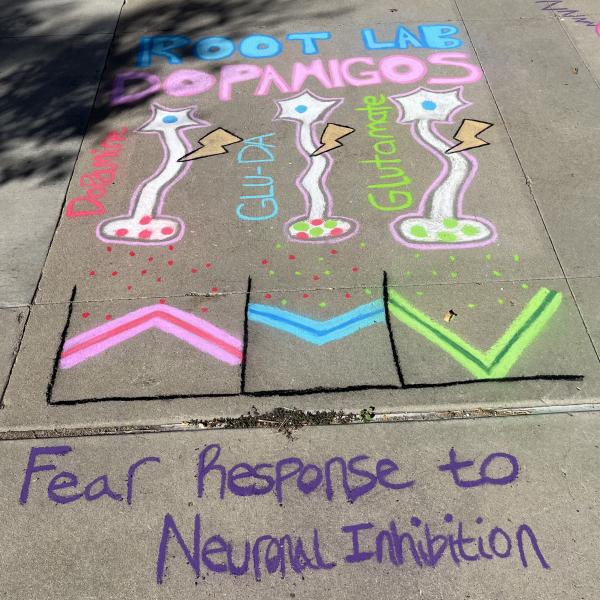 Student creating chalk art