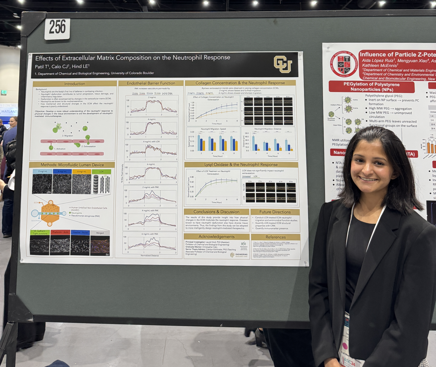 Student posing with their research poster