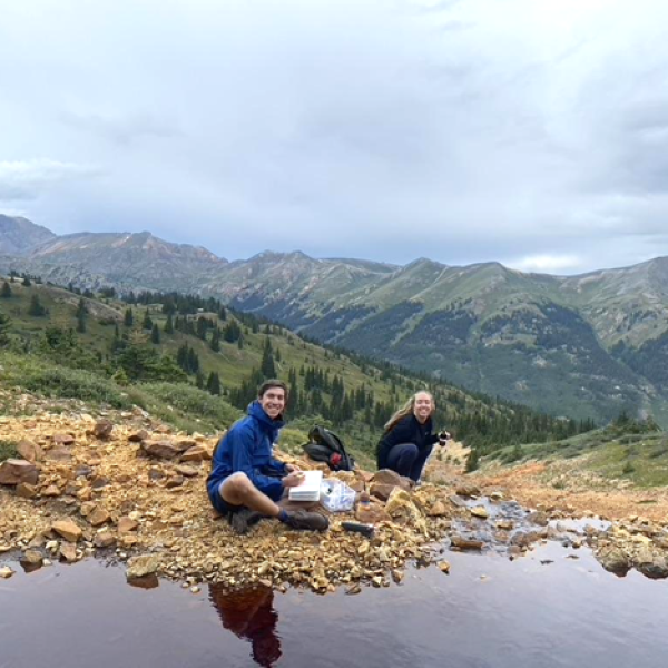 Students working in the field