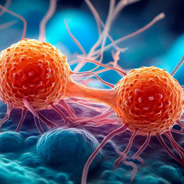 An illustration of two cells dividing