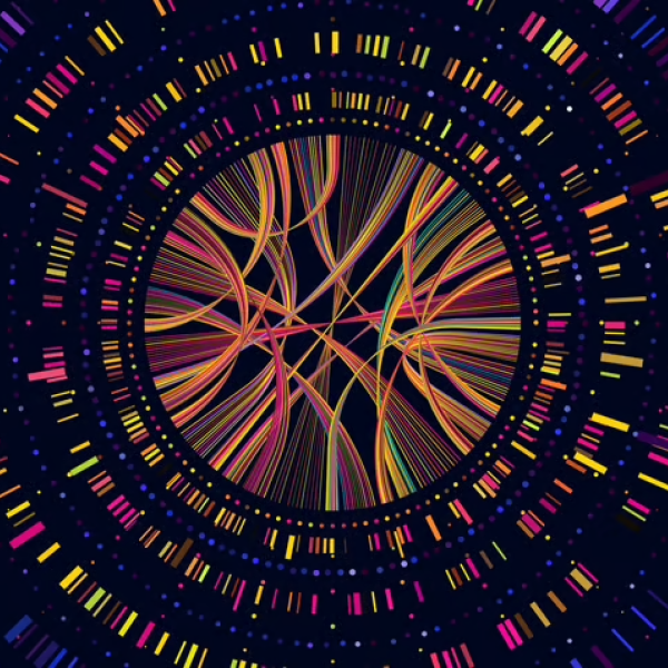 Illustration of colorful lines in a spiral