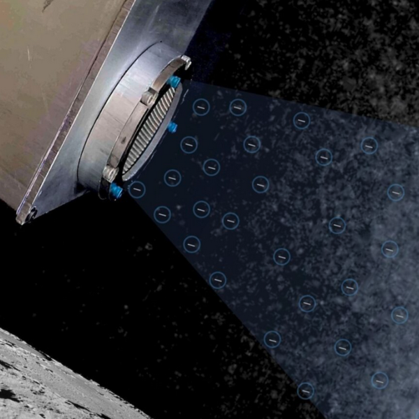 Diagram of a machine cleaning dust in space