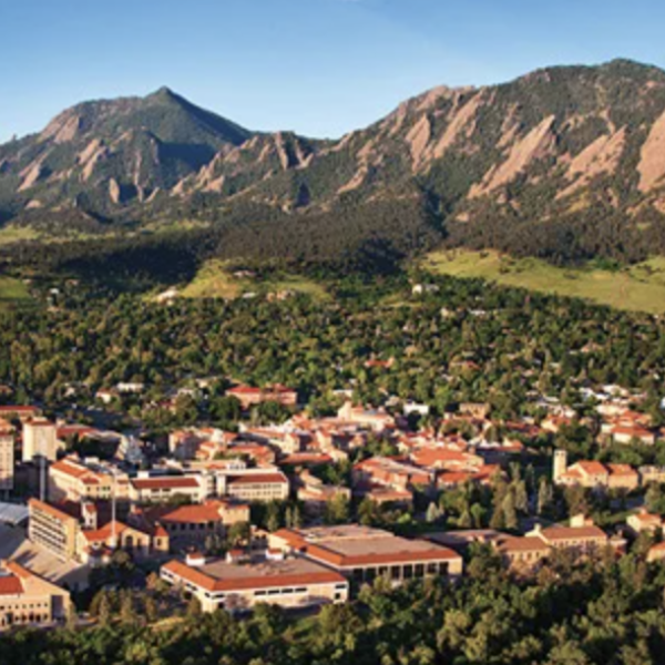 Aerial view of CU Boulder campus