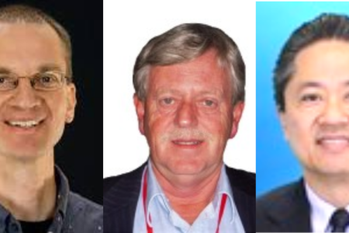 Collage of professional headshots of three men.