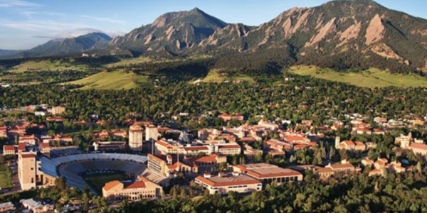 Aerial view of CU Boulder campus