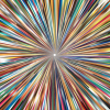 Hundreds of colorful lines converging on a single white point.
