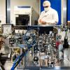 The internal hardware of a quantum computer in a laboratory.