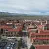 Aerial photo of the CU Boulder campus and the Boulder flatirons.