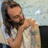 Professor Carson Bruns shows a switchable tattoo that can be turned on and off