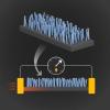 Illustration of nanopillars used in a new design to efficiently convert heat energy into electricity