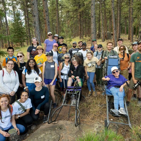 group of students and volunteers in the mountains