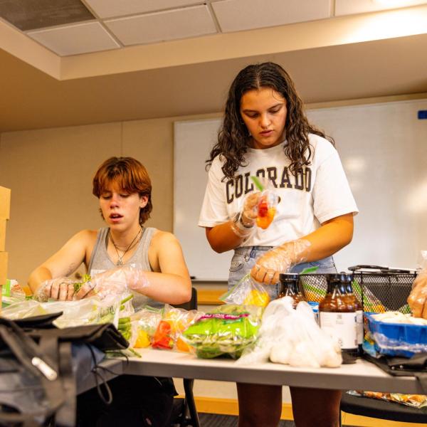 students preparing food