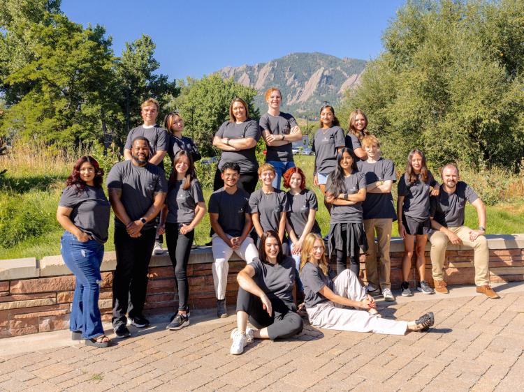 Volunteer Resource Center 2023 Staff posing in front of the flatirons 