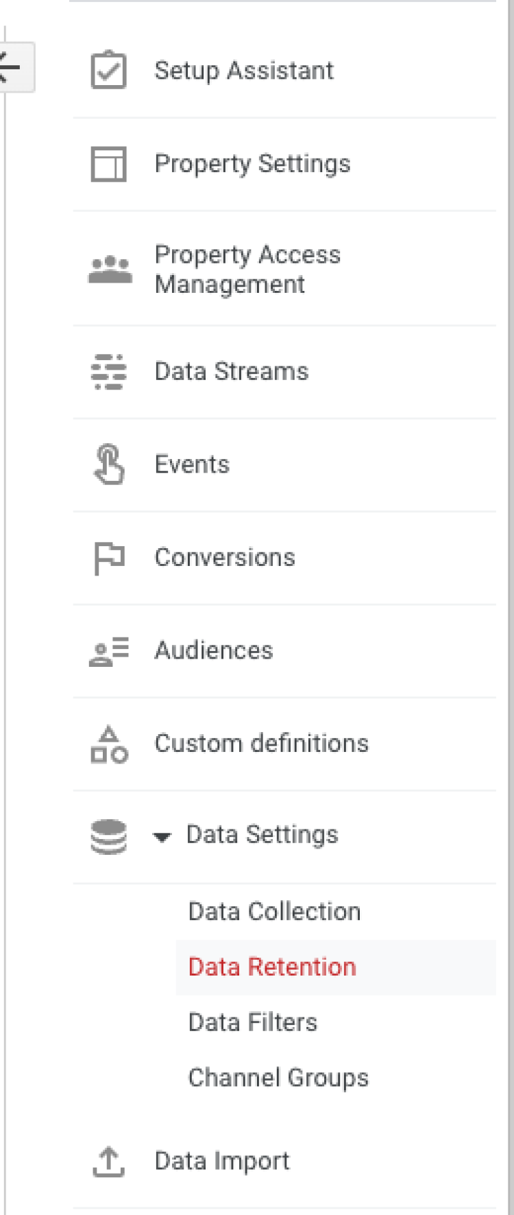 Google Data Retention Screenshot