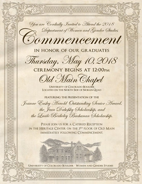 wgst commencement women gender studies university of commencement invitations